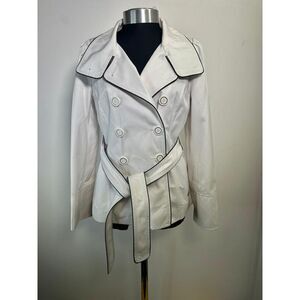VINTAGE Y2K - Guess‎ Womens Size Medium Double Breasted Jacket with Belt White